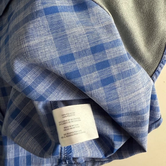 Orvis Cobalt Blue Plaid 100% Polyester Button Up Short Sleeve Shirt Mens XL - Picture 7 of 7